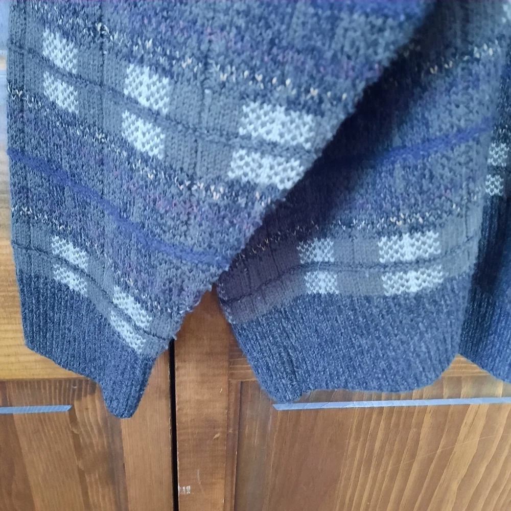 Vintage Towncraft Brown Blue Plaid Cosby Grandpa Style Knit Sweater Size XXL